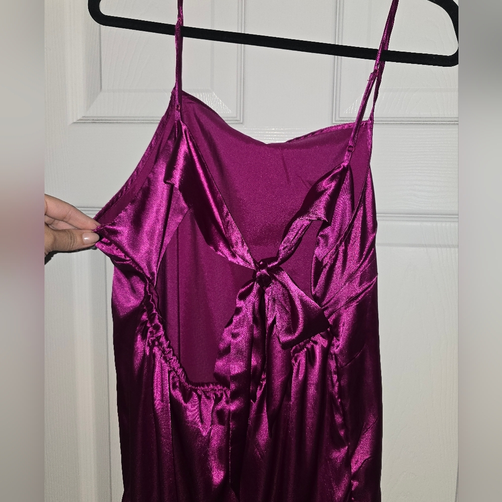 Birch And Stone Magenta Pink Satin Slip Dress Size X-Large - Picture 4 of 6